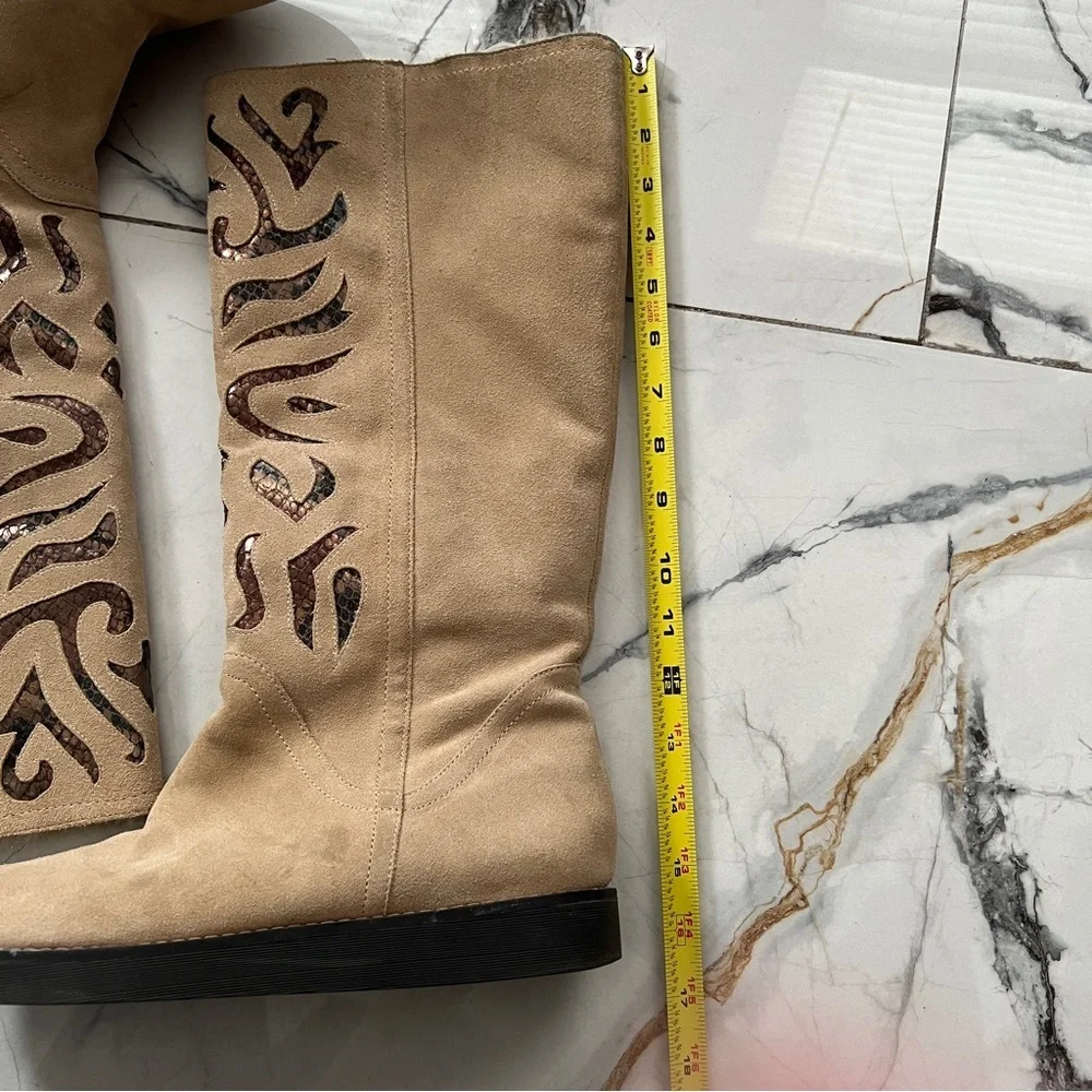 Carlos Tan Suede Knee-High Boots Women’s size 9.5
